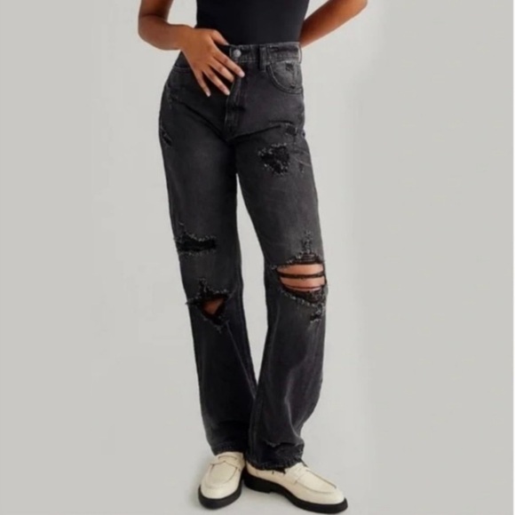 Free people‎ we the free x CRVY straight shooter jeans size 27 black Wash gray - Picture 1 of 16